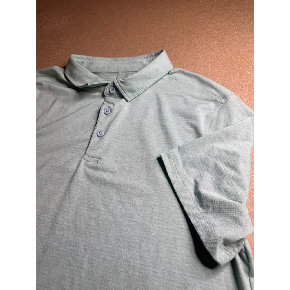 Lululemon Mens Evolution Polo Shirt Light Mint Green Heathered Short Sleeve 2841
